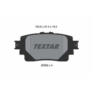 Kit de plaquettes de frein, frein à disque TEXTAR 2058201, Arrière
