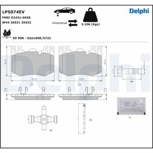 Conjunto de pastilhas de travão DELPHI LP5074EV