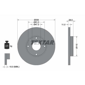 Disque de frein TEXTAR 92045200 avant, plein, 1 pièce