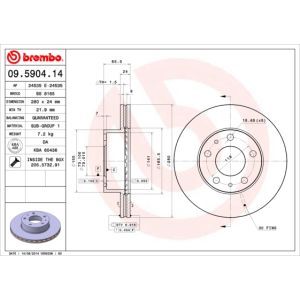 Jarrulevy, tuuletettu BREMBO 09.5904.14, Edessä, 1 kpl