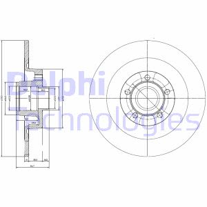 Remschijf DELPHI BG9024RS terug, volledig, 1 Stuk