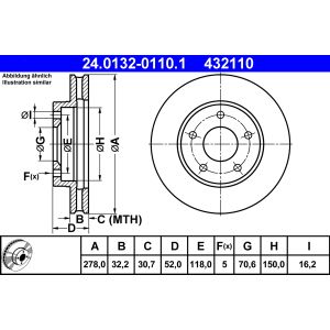 Disque de frein ATE 24.0132-0110.1 avant, ventilé, 1 pièce