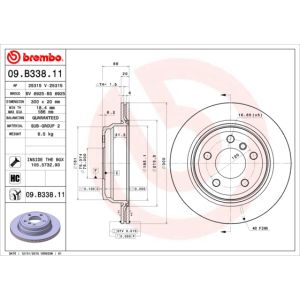 Jarrulevy BREMBO 09B33821 takana, tuuletettu, erittäin hiilihappoinen, 1 kpl