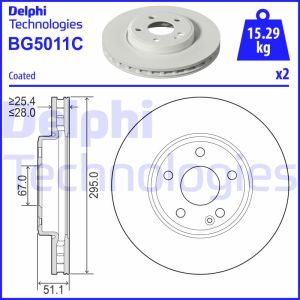 Jarrulevy DELPHI BG5011C edessä, tuuletettu, 2 kpl