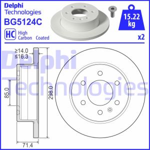 Discos de freno DELPHI BG5124C hinten, macizo, altamente carbonizado, 2 Pieza