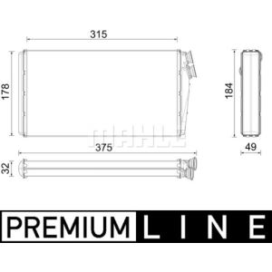 Lämmönvaihdin, matkustamon lämmitysjärjestelmä MAHLE AH 295 000P