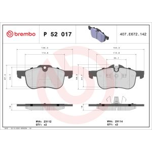 Levyjarrun jarrupalasarja BREMBO P 52 017