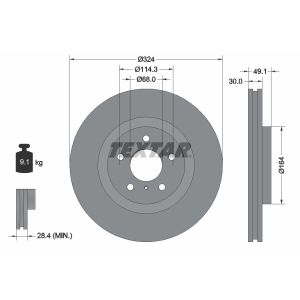 Disque de frein TEXTAR 92194203 avant, ventilé, 1 pièce