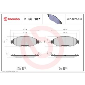 Levyjarrun jarrupalasarja BREMBO P 56 107