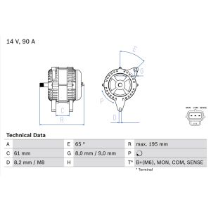 Alternador trifásico BOSCH 0 986 044 651