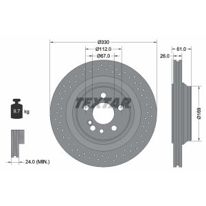 Disque de frein TEXTAR 92124300 arrière, ventilé, perforé, 1 Stück