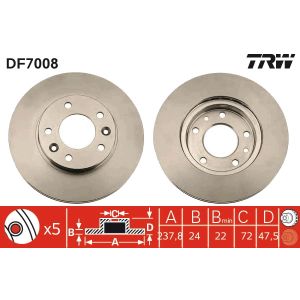 Disco freno TRW DF7008 anteriore, ventilato, 1 pezzo