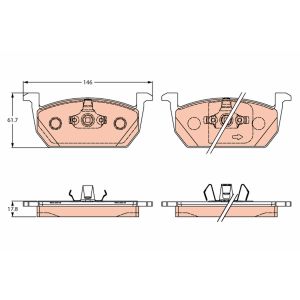 Conjunto de pastilhas de travão TRW GDB2266, frente