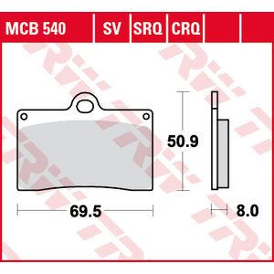 Juego de pastillas de freno TRW MCB540CRQ Keine Strassenzulassung