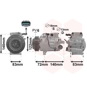 Kompressor för luftkonditionering VAN WEZEL 8201K705