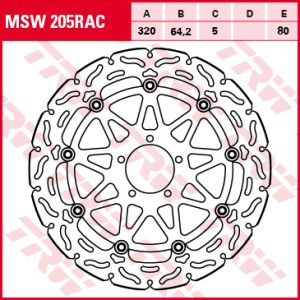 Disco de travão TRW MSW205RAC, 1 Peça