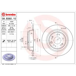 Jarrulevy BREMBO 08B36010 takana, täysi, 1 kpl