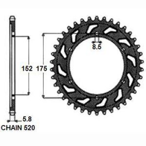 Tandwiel achter SUNSTAR SUNR1-3685-48