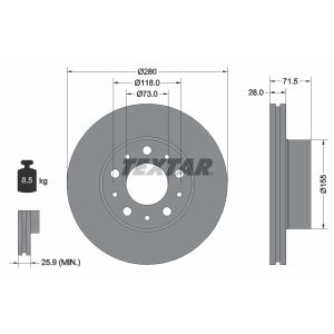 Disco de travão TEXTAR 92286103 frente, ventilado, 1 Peça