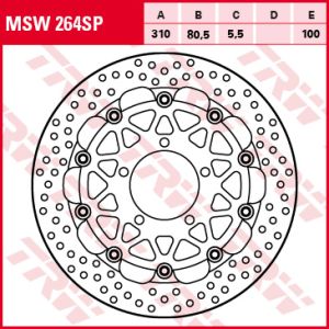 Disco freno TRW MSW264SP, 1 Pezzo