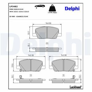 Bromsbeläggssats DELPHI LP3482, fram
