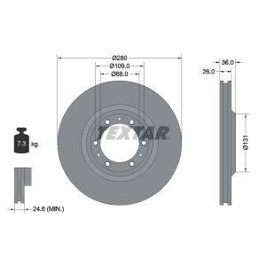 Disco freno TEXTAR 92091400 anteriore, ventilato, 1 pezzo