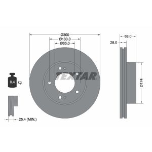 Bremsscheibe TEXTAR 92203003 vorne, belüftet, 1 Stück