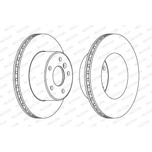 Remschijf FERODO DDF1379C-1 voorkant, geventileerd, 1 stuk
