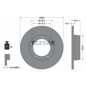 Disco freno TEXTAR 92081100 anteriore, completo, 1 pezzo