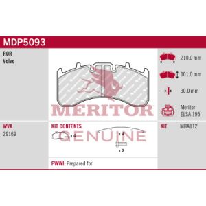 Levyjarrun jarrupalasarja MERITOR MDP5093