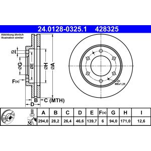 Disco de freno ATE 24.0128-0325.1 vorne, ventilado , 1 Pieza