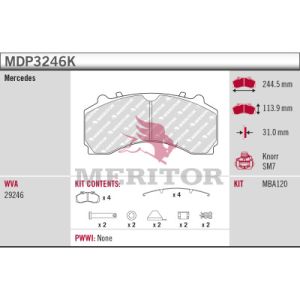 Bremsbelagsatz, Scheibenbremse MERITOR MDP3246K