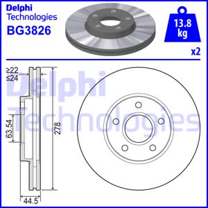 Bremsscheiben DELPHI BG3826 vorne, belüftet, 2 Stück