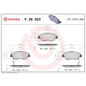 Bremsbelagsatz, Scheibenbremse BREMBO P 28 023