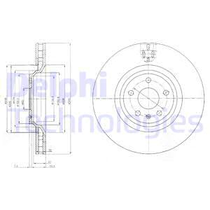 Bremsscheibe DELPHI BG9054 vorne, belüftet, 1 Stück