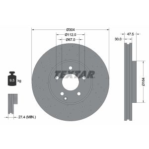 Disque de frein TEXTAR 92124000 avant, ventilé, perforé, 1 pièce