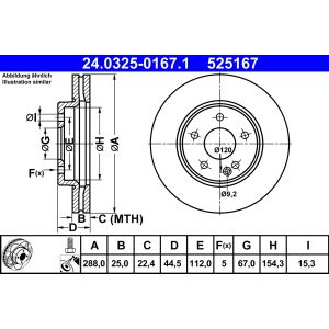 Remschijf PowerDisc ATE 24.0325-0167.1, 1 Stuk