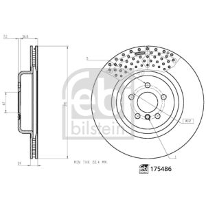 Remschijf FEBI BILSTEIN 175486 achter, geventileerd, 1 Stuk