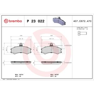 Bremsbelagsatz, Scheibenbremse BREMBO P 23 022