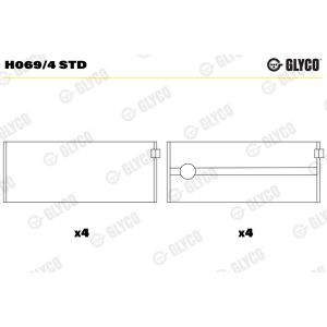Conjunto de rolamentos do virabrequim GLYCO H069/4 STD