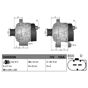 Generatore di corrente rotante DENSO DAN3006