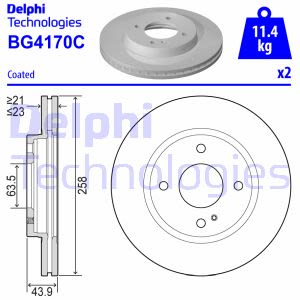 Discos de freno DELPHI BG4170C vorne, ventilado , 2 Pieza