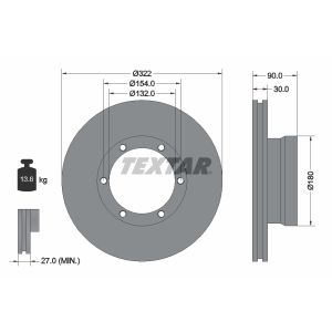 Disque de frein TEXTAR 93086400 avant, ventilé, 1 Stück