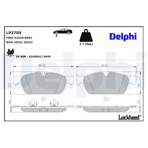 Levyjarrun jarrupalasarja DELPHI LP2705
