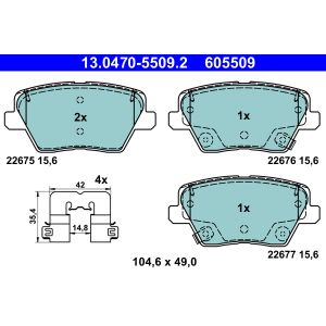 Kit de plaquettes de frein ATE 13.0470-5509.2, Arrière