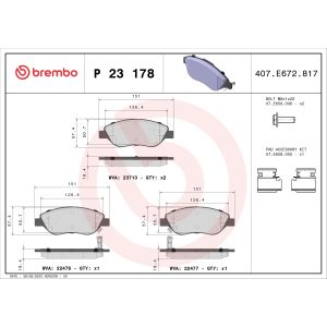 Conjunto de pastilhas de travão BREMBO P 23 178, frente