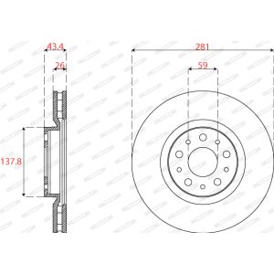 Discos de freno FERODO DDF2776C delantero, ventilado , 2 Pieza