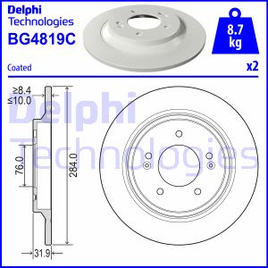 Discos de freno DELPHI BG4819C hinten, macizo, 2 Pieza