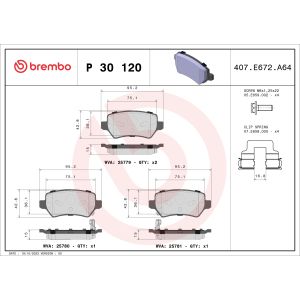Conjunto de pastilhas de travão BREMBO P 30 120, atrás