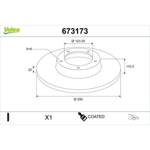 Disque de frein VALEO 673173